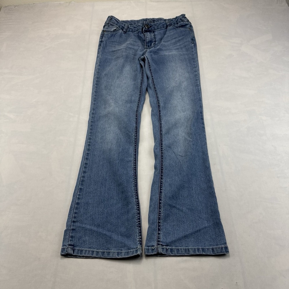 Faded Glory Girls 12 Bootcut Flare Jeans Blue Denim Stretch Adjustable Waist